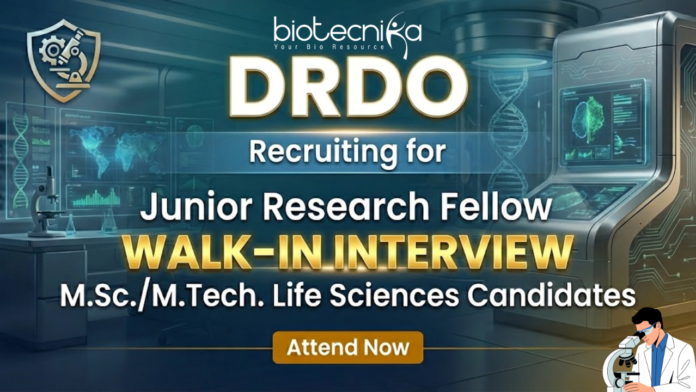 jobs Junior Research Fellow DRDO Recruitment 2026 Life Sciences Jobs at DRDE Gwalior
