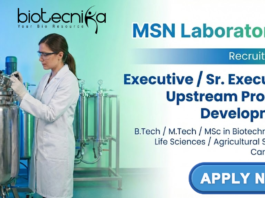 Executive Jobs in Biotechnology at MSN Laboratories Hyderabad