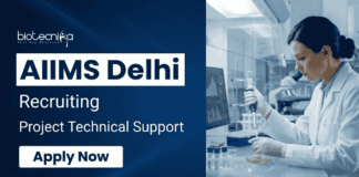 AIIMS Recruitment 2026 for Research Jobs in Life Sciences. Apply for ICMR Project Technical Support-II post at AIIMS New Delhi.