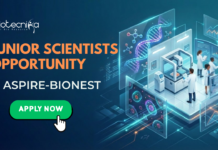 Junior Scientist Job Vacancy at ASPIRE-BioNEST for Life Science Candidates | Apply Now Junior Scientist Job Vacancy at ASPIRE-BioNEST. Life Science Research Role Focused on Molecular Biology and Genetic Assay Development.