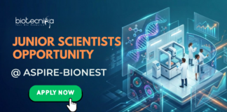 Junior Scientist Job Vacancy at ASPIRE-BioNEST. Life Science Research Role Focused on Molecular Biology and Genetic Assay Development.