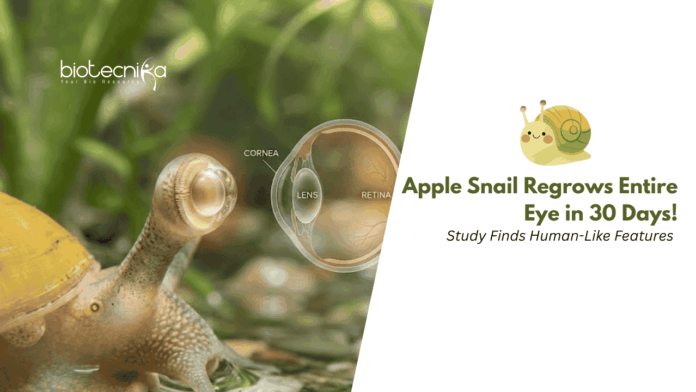 Apple Snail Regrows Entire Eye in 30 Days A New Study Shows the Golden Apple Snail can Regenerate a Complete Eye in 30 days, using Genes also involved in Human Eye Development.