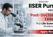 Postdoctoral Fellowship at IISER Pune | Walk-in Interview postdoctoral fellowship IISER Pune recruitment research job walk-in