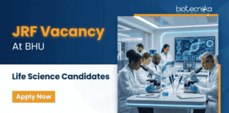 JRF Vacancy at BHU | Life Science Candidates Apply Now Apply for JRF Vacancy under BHU Recruitment 2026. DBT-funded Life Science Research role in Biotechnology and Cancer Biology.