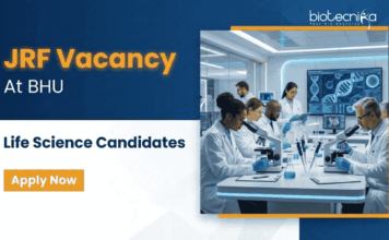 JRF Vacancy at BHU | Life Science Candidates Apply Now Apply for JRF Vacancy under BHU Recruitment 2026. DBT-funded Life Science Research role in Biotechnology and Cancer Biology.