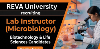 Lab Instructor Job at REVA University. Biotechnology, Microbiology, and Life Sciences Candidates, Apply Now.
