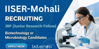 JRF at IISER-Mohali. Biotechnology & Microbiology Candidates, Apply Now. DBT-funded project on microbial CO2 fixation.