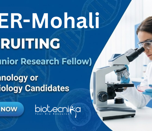 JRF at IISER-Mohali. Biotechnology & Microbiology Candidates, Apply Now. DBT-funded project on microbial CO2 fixation.