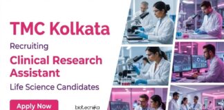 Clinical Research Job Vacancy at TMC Kolkata – Life Science Candidates Apply Now Apply for Clinical Research Jobs through TMC Kolkata Recruitment 2026. Ideal Life Science Jobs for MSc Graduates in Clinical trials.