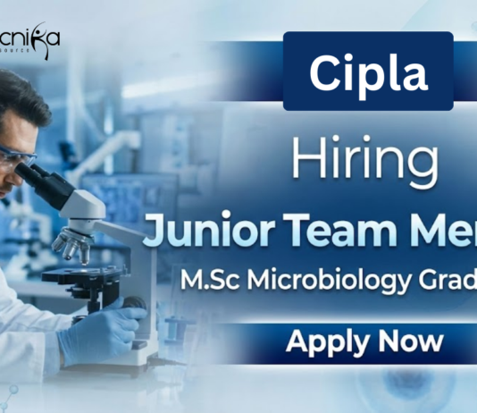 Microbiology Jobs at Cipla for M.Sc Microbiology graduates