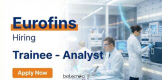 Eurofins is Hiring Analytical Trainee | Food Tech Candidates Apply Now Food Tech Jobs at Eurofins Career open for Trainee Analyst roles in Gurugram. Apply for Analyst Jobs and Start your Laboratory Career today.