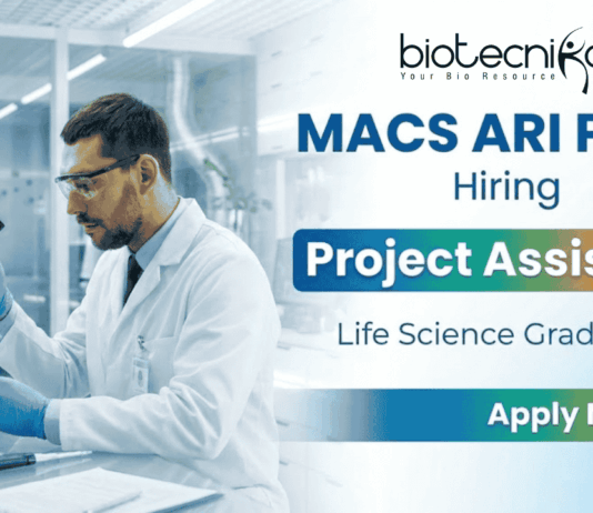 Project Assistant Job ARI Pune Life Sciences Job Microbiology Job