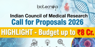 Indian Council of Medical Research - Call for Proposals 2026. Follow-on Intermediate Grants for Discovery & Development. Budget up to ₹8 Cr.