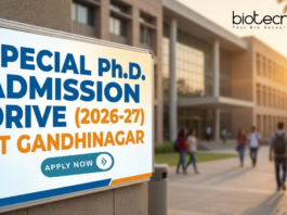 Special PhD Admission 2026 at IIT Gandhinagar. Biological Engineering Candidates, Apply Now. Fellowship up to ₹42k/month.