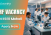 JRF Vacancy at IISER Mohali. Masters in Biological Sciences Candidates, Apply Now. DBT-Funded Project on Protein Folding.
