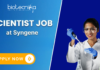 Scientist Job at Syngene. Biochemistry, Biotechnology, Cell Biology, or Life Sciences Candidates, Apply Now