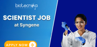 Scientist Job at Syngene. Biochemistry, Biotechnology, Cell Biology, or Life Sciences Candidates, Apply Now