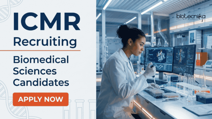 ICMR ICMR Recruitment 2026 Scientist B posts offering biomedical sciences jobs and government scientist jobs with Level-10 salary benefits.