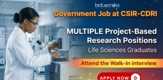 Government Job at CDRI | CDRI Project Vacancy for Life Science Students