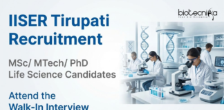 IISER Tirupati Recruitment 2026 Offers Research Jobs for Candidates Seeking a Career in Life Sciences through a Technical Officer Role.