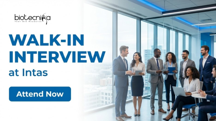 Intas Intas Career 2026. Walk-in Drive for Executive Roles in Biopharma Manufacturing for Experienced Professionals Seeking Life Science Jobs.