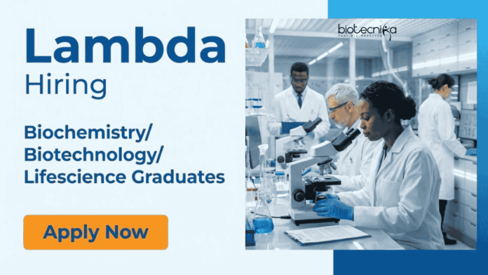 Lambda (3) Biotechnology Jobs at Lambda Ahmedabad: Apply for Executive Role and Kickstart your Career in Life Sciences.