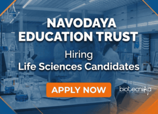 Life Sciences Jobs at Navodaya Education Trust | Apply Now Apply for Life Sciences Jobs at Navodaya Education Trust. Biotechnology and Microbiology Candidates are eligible for this Job.