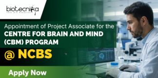 NCBS Project Associate Recruitment 2026 | Stem Cell Research Opportunity Project Associate Jobs NCBS Recruitment Bangalore stem cell research