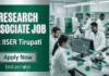 Research Associate Job at IISER Tirupati. Life Sciences Candidates, Attend The Walk-in Interview. RNA Virus Research.