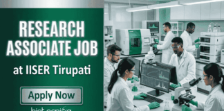 Research Associate Job at IISER Tirupati. Life Sciences Candidates, Attend The Walk-in Interview. RNA Virus Research.