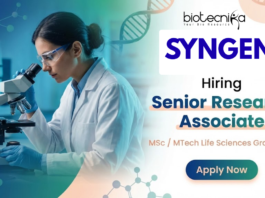 Research Jobs at Syngene Careers – Senior Research Associate Bangalore