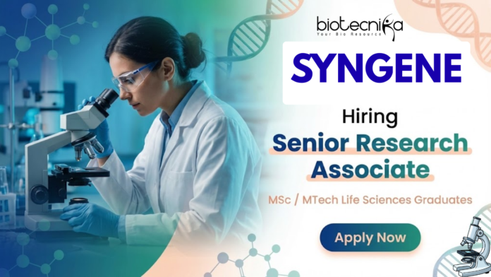 SYNGENE Research Jobs at Syngene Careers – Senior Research Associate Bangalore