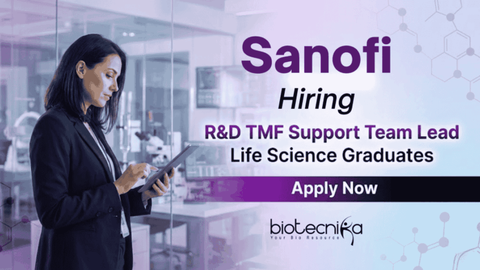 Sanofi Sanofi Careers hiring for R&D eTMF Job in Hyderabad – Leadership Life Science Job in TMF support.