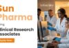 Apply for Clinical Research Associate Jobs for Sun Pharma Career. Exciting Biology Jobs with Clinical Trials and Growth Opportunities.