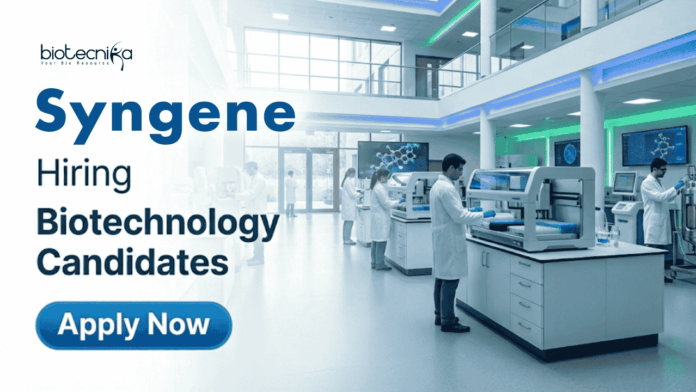 Syngene (6) Apply for Biotechnology Jobs at Syngene International: Lead Formulation Development for Biologics & Grow your Pharma R&D Career in Bangalore.