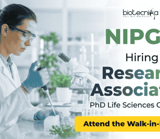 Research Associate Jobs at NIPGR Recruitment 2026 | Life Sciences Attend the Walk-in Research Associate jobs NIPGR recruitment life science research RA II Delhi walk in