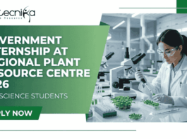 Government internship at Regional Plant Resource Centre for Life Science students 2026