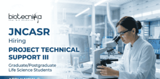 Research jobs at JNCASR recruitment for Life Science jobs Project Technical Support III Bengaluru