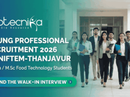 Young Professional recruitment NIFTEM recruitment food technology jobs walk-in interview 2026