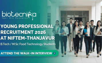 Young Professional Recruitment 2026 at NIFTEM-T | Attend the Walk-In Interview Young Professional recruitment NIFTEM recruitment food technology jobs walk-in interview 2026