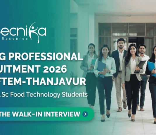 Young Professional recruitment NIFTEM recruitment food technology jobs walk-in interview 2026
