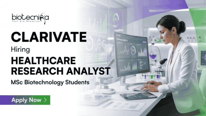 Clarivate careers hiring for biotechnology jobs in healthcare research Biotechnology jobs at Clarivate careers healthcare analyst jobs India