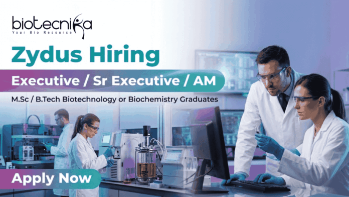 Zydus Biologics hiring for Cell & Gene Therapy executive jobs in Ahmedabad Executive jobs at Zydus Biologics biotechnology jobs biochemistry jobs Ahmedabad