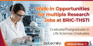 Research jobs at BRIC-THSTI under THSTI recruitment for life science jobs