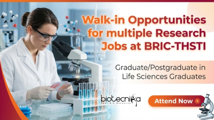 BRIC-THSTI Research jobs at BRIC-THSTI under THSTI recruitment for life science jobs