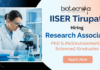 IISER Tirupati Recruitment – PhD Life Sciences Apply For Research Associate Role Research Associate jobs at IISER Tirupati recruitment for life science jobs