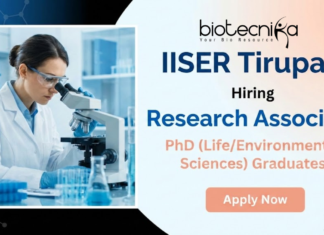 IISER Tirupati Recruitment – PhD Life Sciences Apply For Research Associate Role Research Associate jobs at IISER Tirupati recruitment for life science jobs