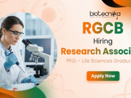 Research Associate jobs at RGCB recruitment for life science jobs