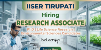 Research Associate Jobs at IISER Tirupati | PhD Life Sciences Get Salary of Rs. 58,000 pm Research Associate Jobs at IISER Tirupati Recruitment 2026 Life Science Research