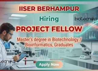 IISER Berhampur Bioinformatics Project Fellow Recruitment – Apply Now Research Jobs at IISER Berhampur Recruitment 2026 Biotechnology Jobs